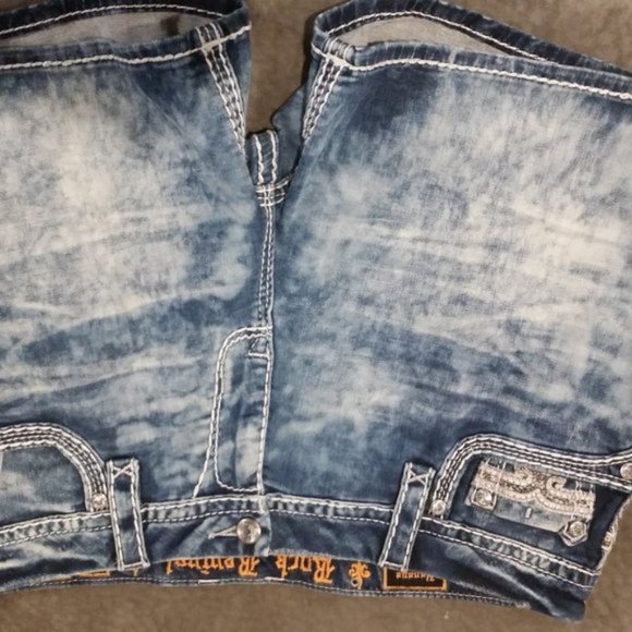 ❤️ROCK REVIVAL❤️ HANAYA ACID WASH EMBELLISHED EASY SHORTS SIZE 29 - Picture 11 of 16